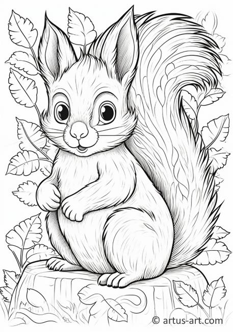 Cute Squirrel Coloring Page For Kids